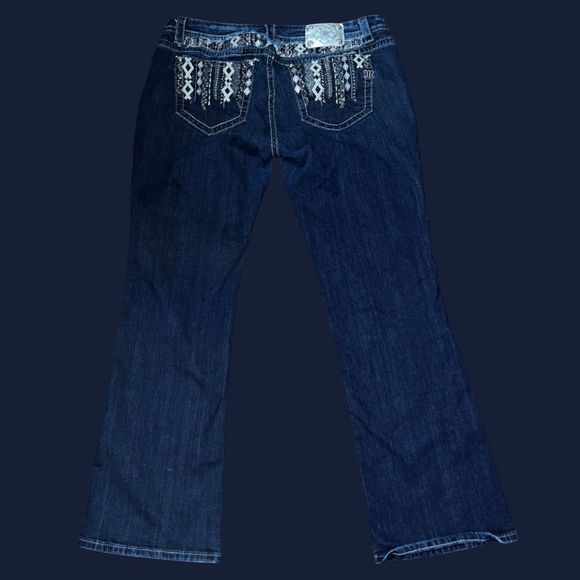 Plus Size Miss Me Mid Rise Easy Boot Embroidered Sequin Pocket Jeans Size 36x31 - Picture 6 of 6